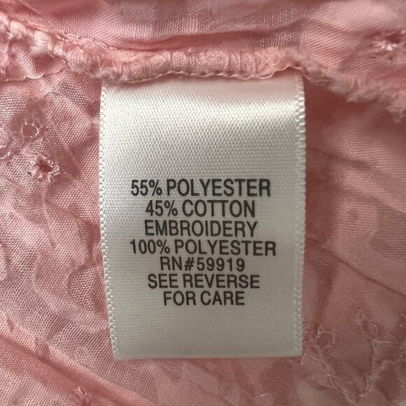 Apt.9 Embroidered Eyelet Soft Girl Fairy Prairie Cottage Pink Top Womens Medium - Picture 11 of 14